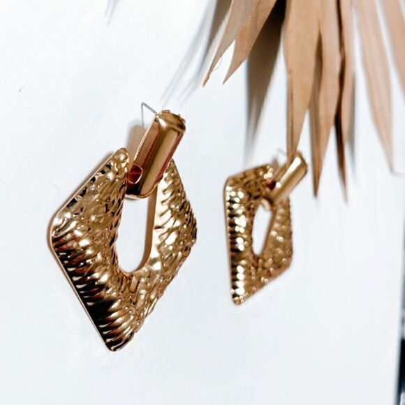 Gold geo dangle earrings #1138 - Picture 2 of 3